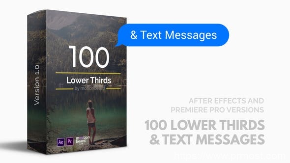 1243-100个低三分之一文本动画演绎Pr模板100 Lower Thirds and Messages for Premiere Pro & After Effects