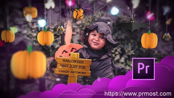 2994-万圣节时尚幻灯片开场图片视频展示Pr模板Halloween Stylish Slideshow Opener Mogrt