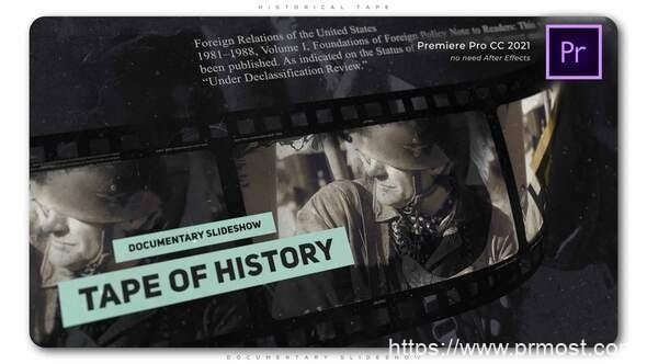 3053-历史录像带纪录片幻灯片视频展示Pr模板Historical Tape Documentary Slideshow